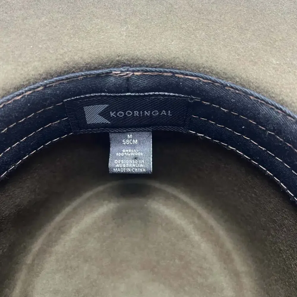 Kooringal Goodwin Wide Brim Fedora Hat in Olive Medium 58cm